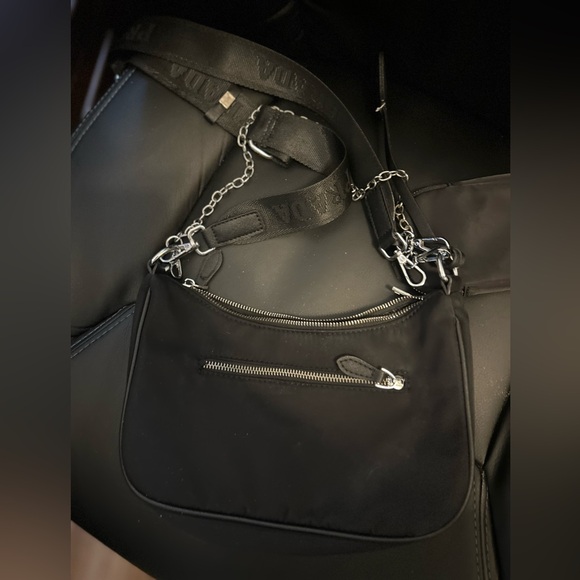 Prada Black Nylon Shoulder Bag with Chain Strap - Picture 3 of 5